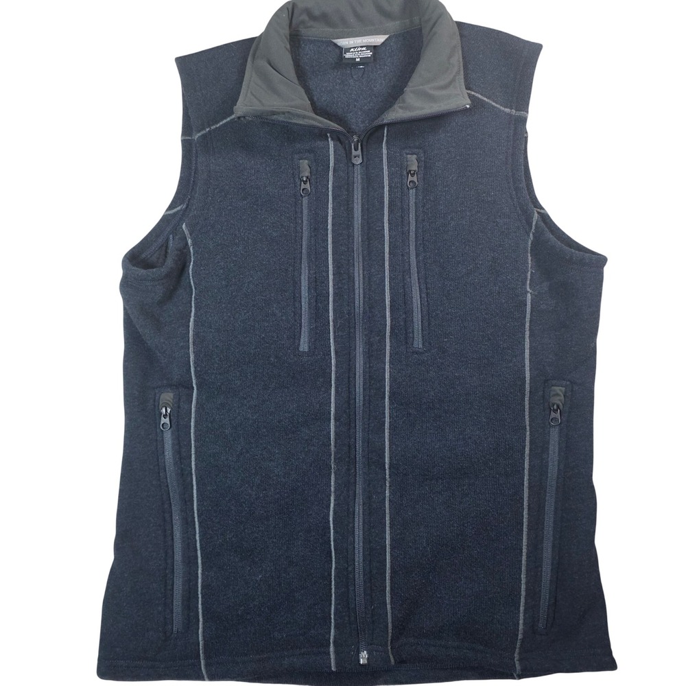 KUHL Interceptr Alfpaca Fleece Vest Men's Size M Charcoal Navy Blue Full Zip